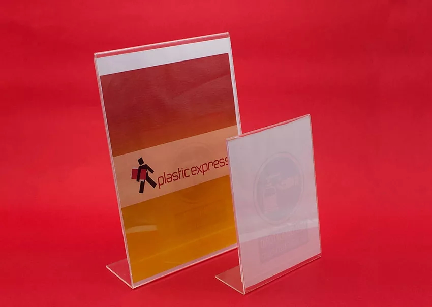Clear Plastic Square Base Economical Sign Holders - 1 7/8L x 1 3/4W