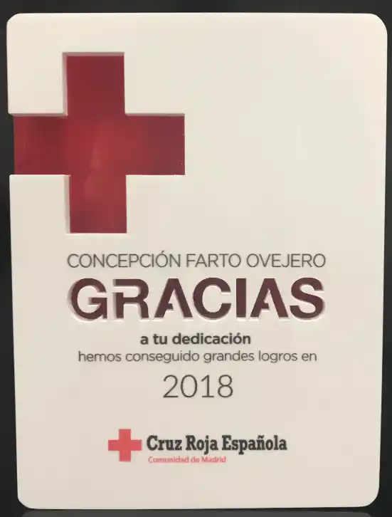 Reconocimiento de Cruz Roja Española a Concepción Farto Ovejero por su dedicación en 2018
